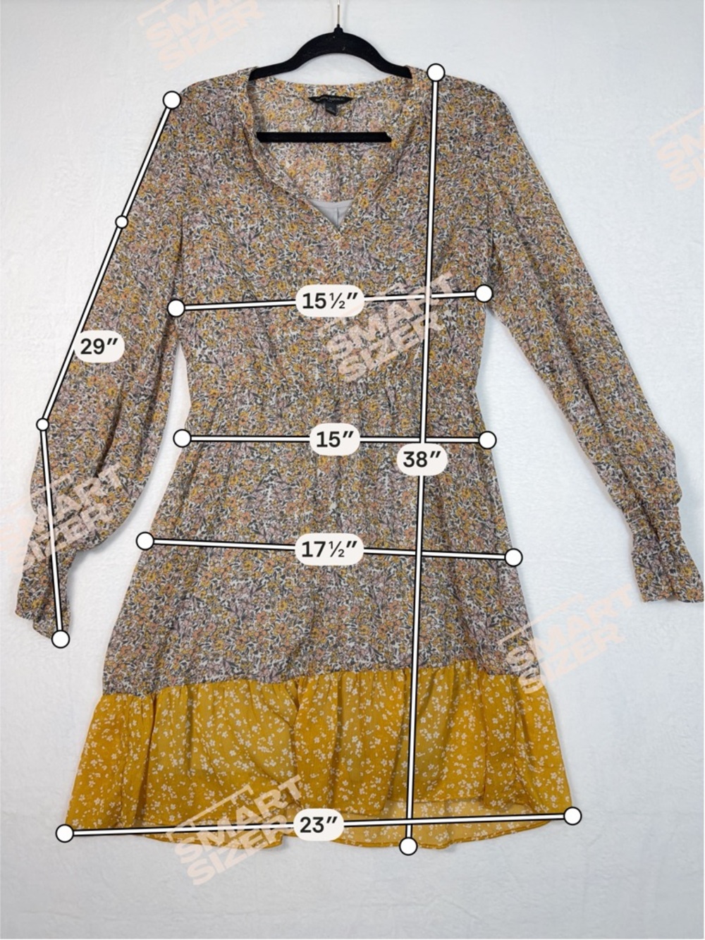 Women’s Banana Republic Fit & Flare Floral Tiered LongSleeve Smocked Waist Dress - Picture 8 of 10